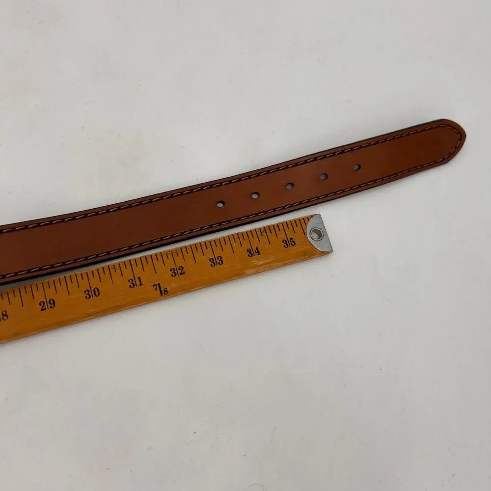 Johnston & Murphy Belt Mens 36 Brown Laser Stitched Italian Steerhide Made Italy